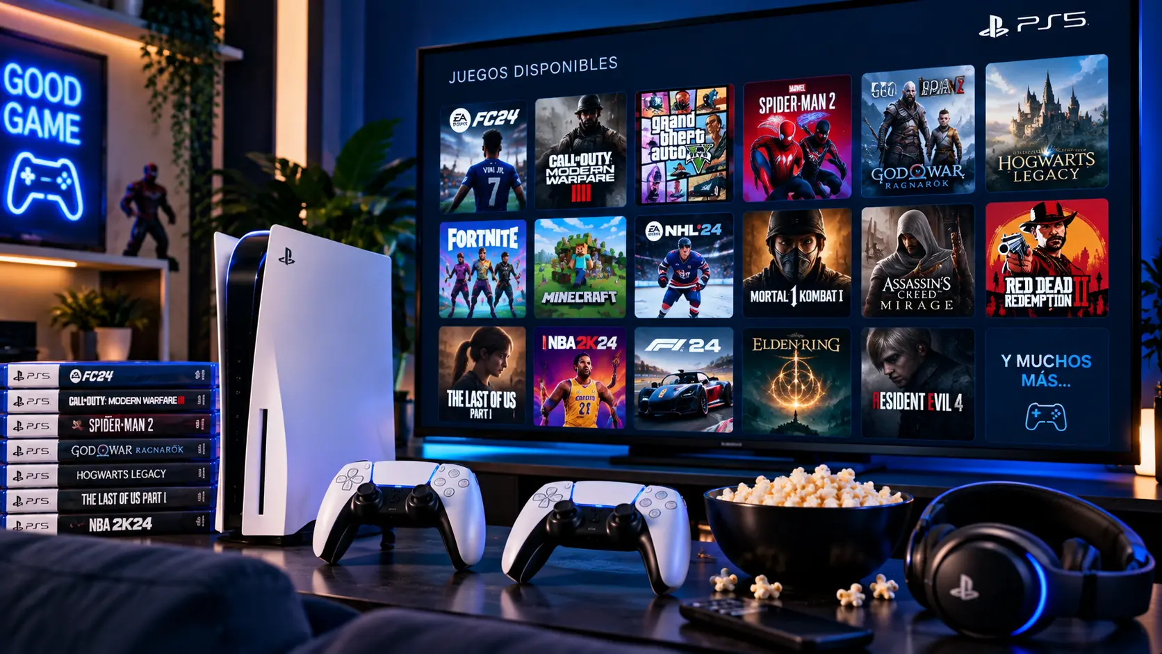 PlayStation 5 y juegos disponibles para alquiler
